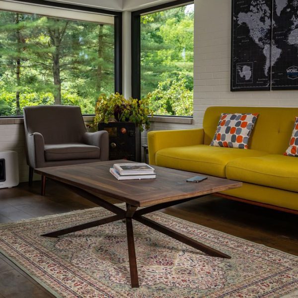 Custom Walnut Coffee Table Steel Base