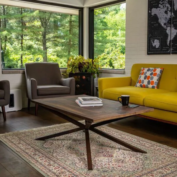 Custom Walnut Coffee Table Steel Base