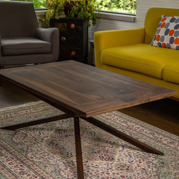 Custom Walnut Coffee Table Steel Base