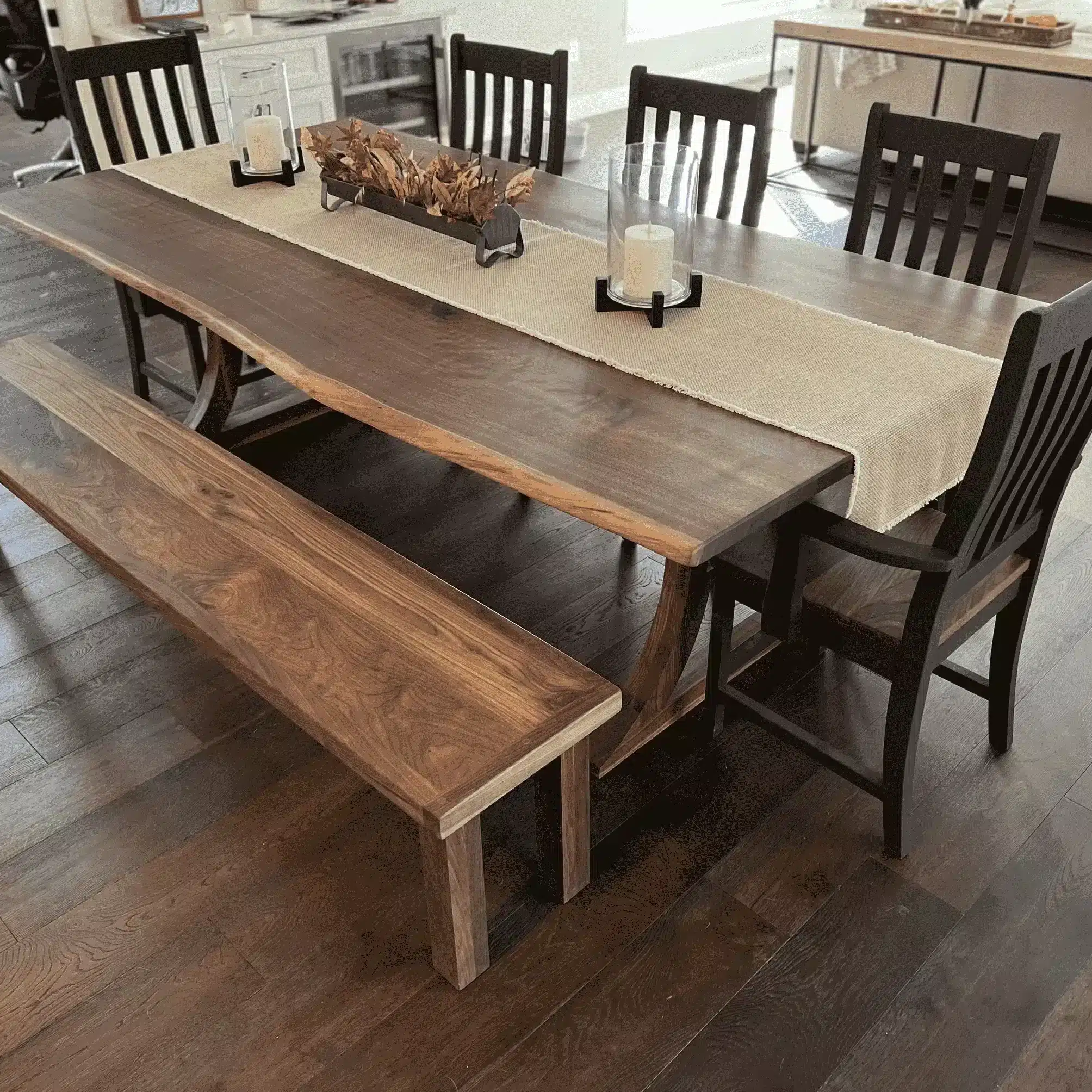 custom-solid-hardwood-dining-table-live edge-walnut-chair