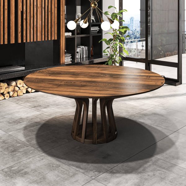 Marzolf Round Dining Table Pedestal - Walnut
