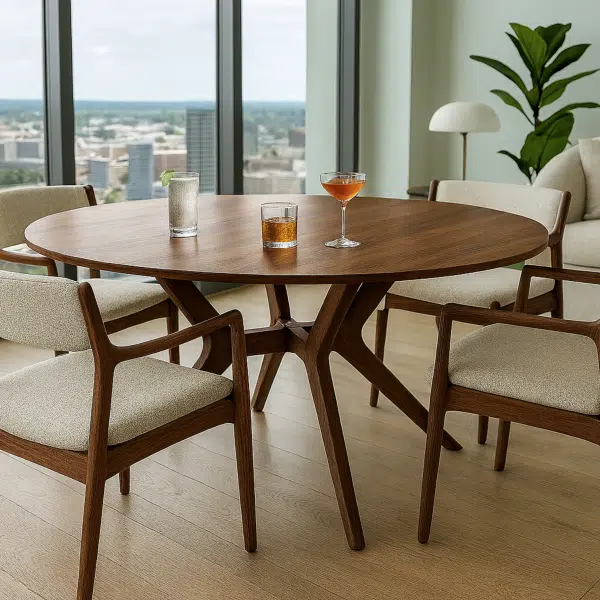 The Lina Round Dining Table | Handcrafted Solid Hardwood by